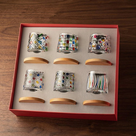 Colorful Spinning Whiskey Glass Gift Set Stress Relief Tumbler