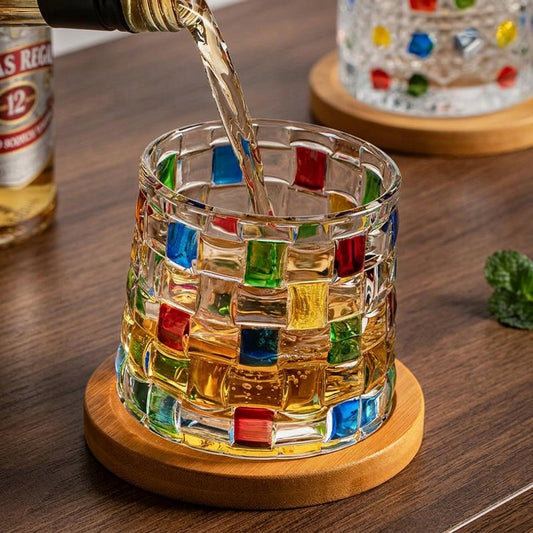 Colorful Spinning Whiskey Glass Gift Set Stress Relief Tumbler