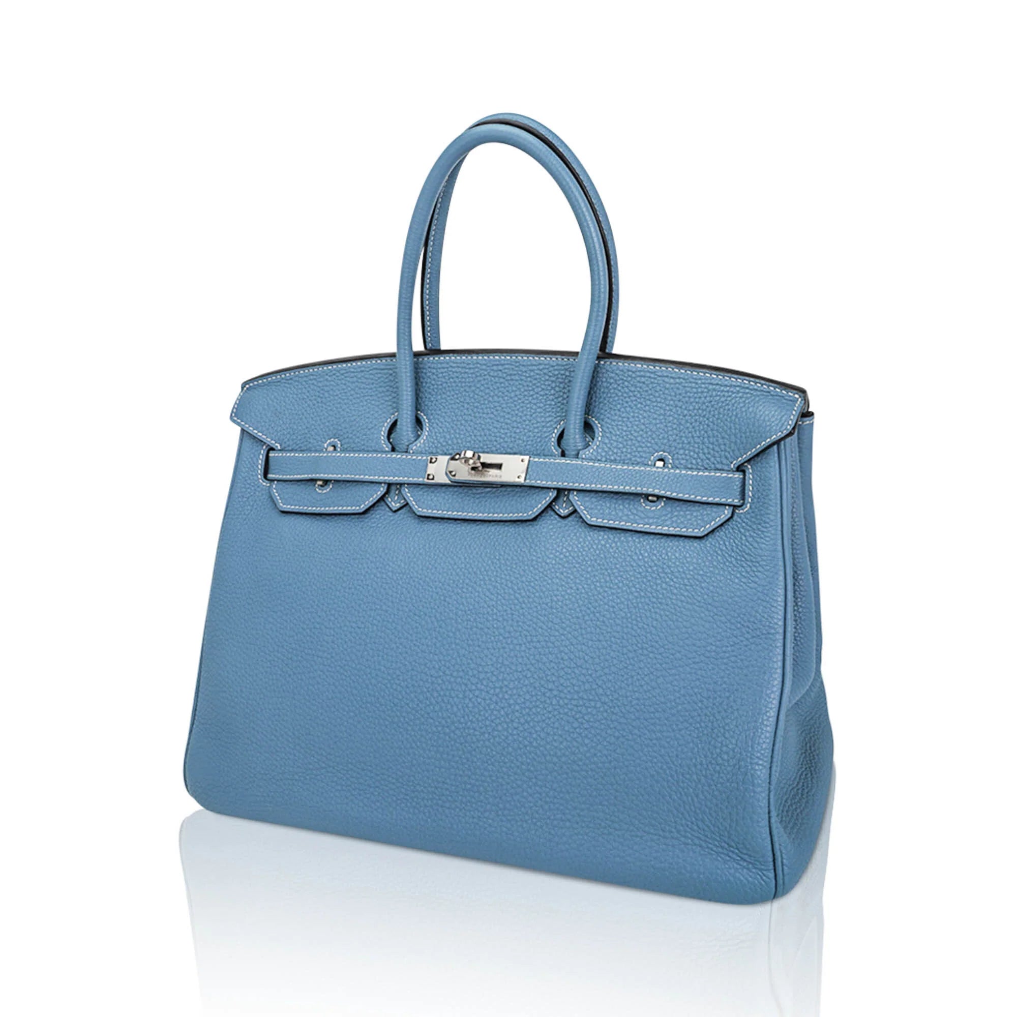 35 Bag Blue Jean Togo Leather with Palladium Hardware